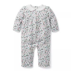 Janie and Jack White Floral Ruffle Collared Onesie